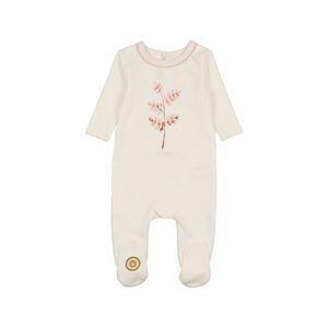 Mon Tresor Stem Stitch Footie, White
